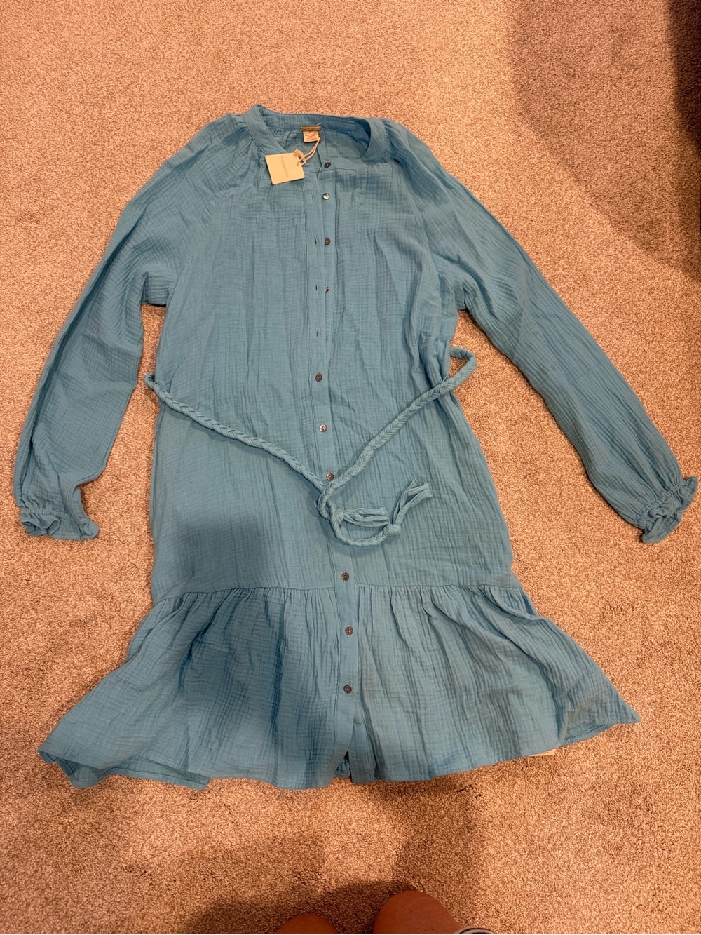 Magaschoni Teal Button-Front Gauze Top